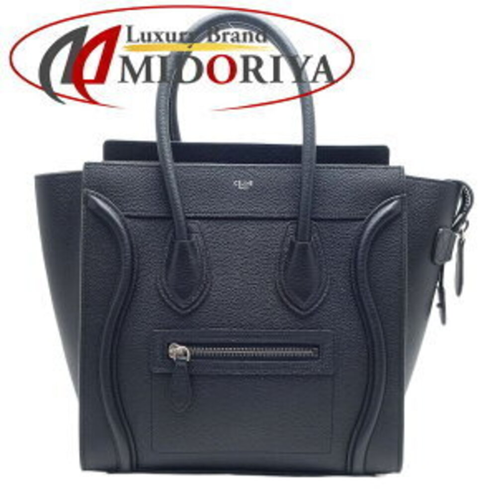 CELINE Luggage Drummed Tote Bag Calfskin Black